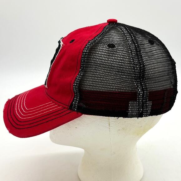 Luke Bryan Baseball Hat Mens OS Red Denim Distressed Black Meshback Adjustable - Picture 4 of 8